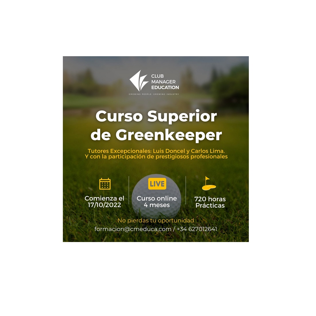 CURSO SUPERIOR DE GREENKEEPER DE CLUB MANAGER EDUCATION